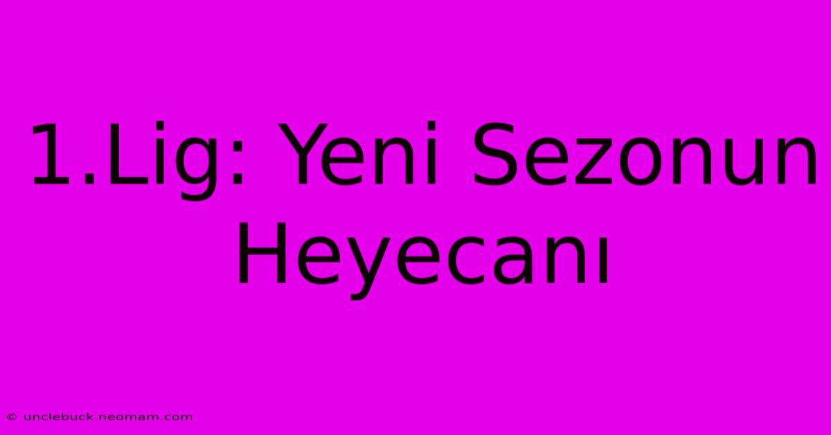 1.Lig: Yeni Sezonun Heyecanı