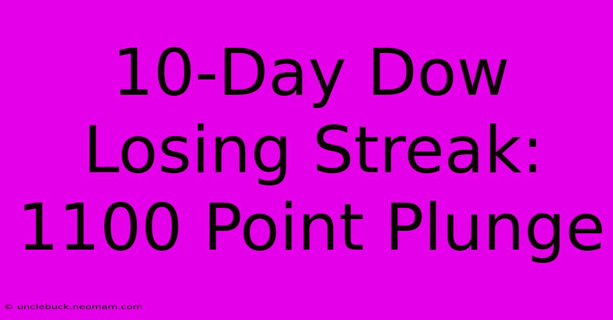 10-Day Dow Losing Streak: 1100 Point Plunge