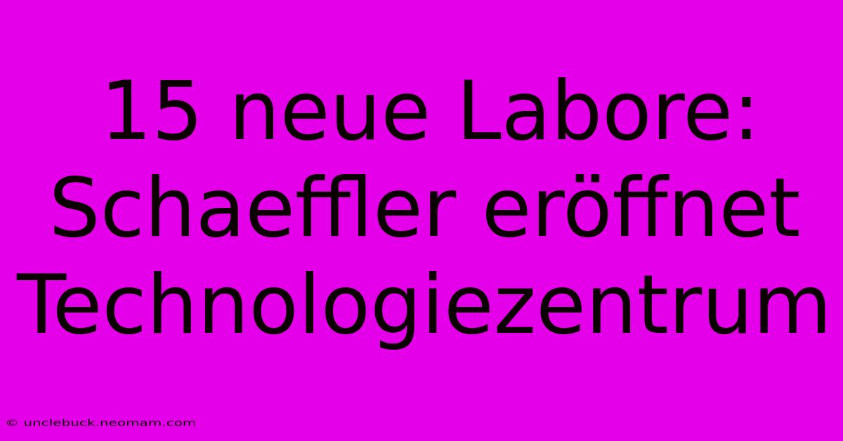 15 Neue Labore: Schaeffler Eröffnet Technologiezentrum