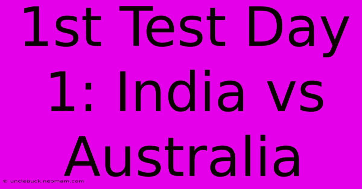 1st Test Day 1: India Vs Australia