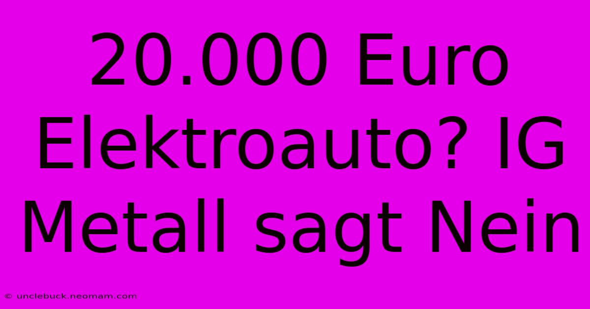 20.000 Euro Elektroauto? IG Metall Sagt Nein