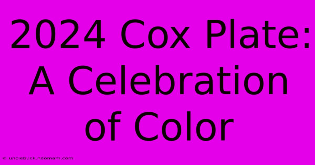 2024 Cox Plate: A Celebration Of Color