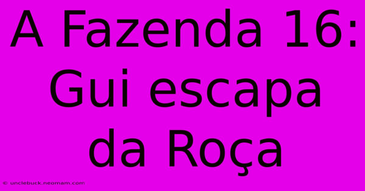 A Fazenda 16: Gui Escapa Da Roça