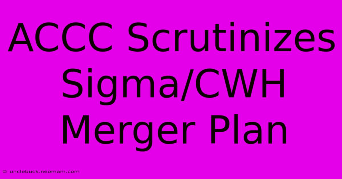 ACCC Scrutinizes Sigma/CWH Merger Plan