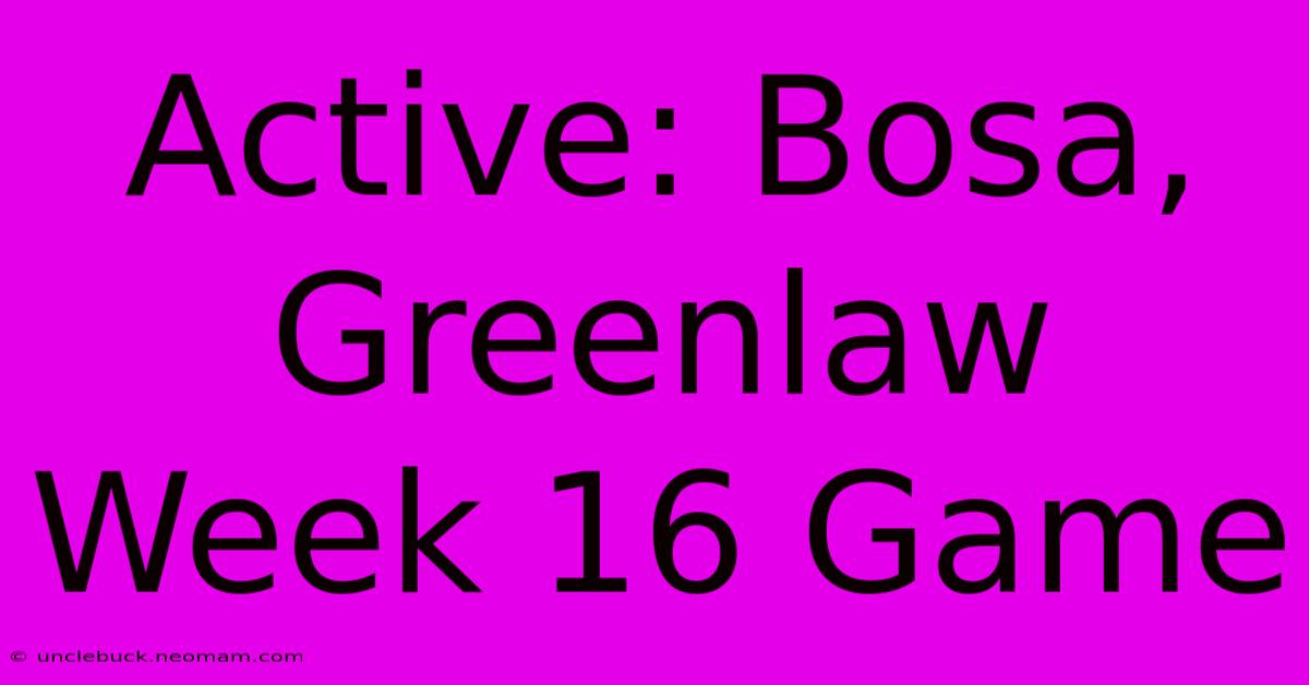 Active: Bosa, Greenlaw Week 16 Game