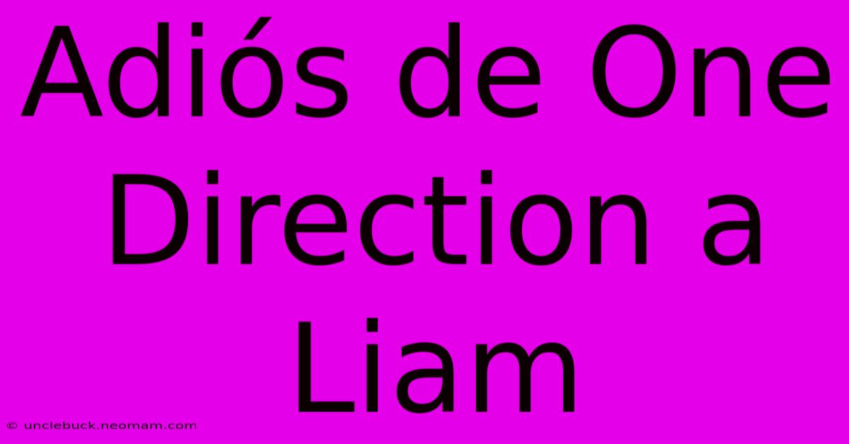 Adiós De One Direction A Liam