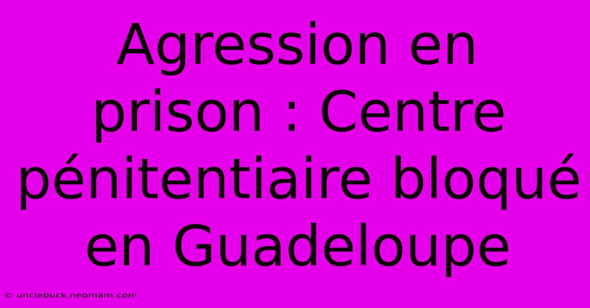 Agression En Prison : Centre Pénitentiaire Bloqué En Guadeloupe