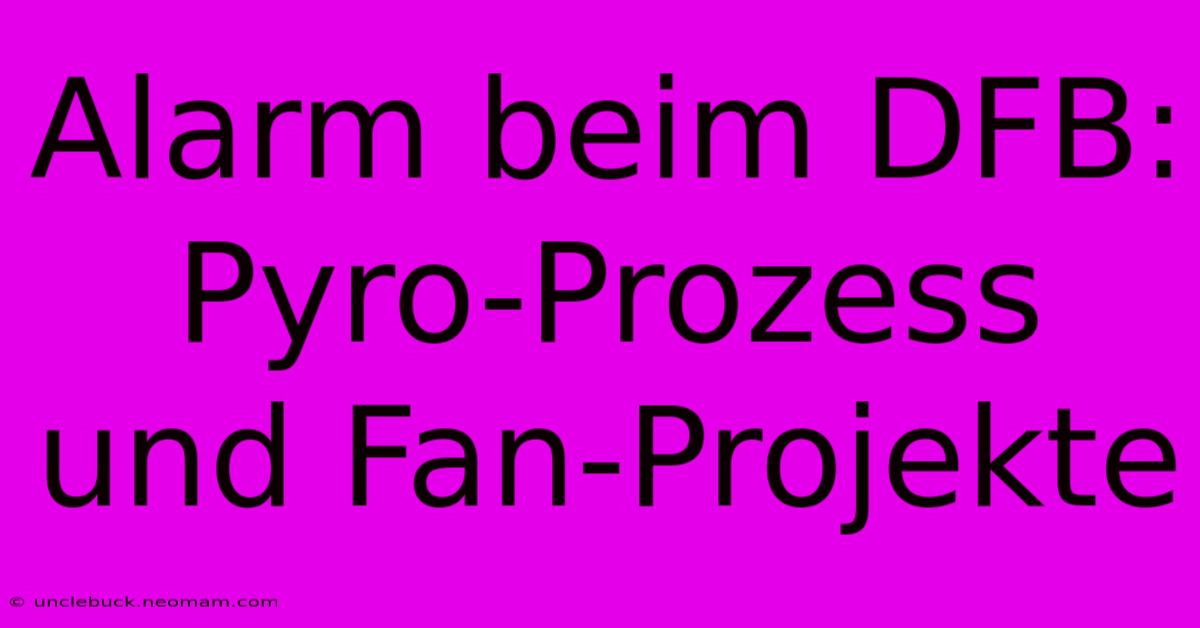 Alarm Beim DFB: Pyro-Prozess Und Fan-Projekte 