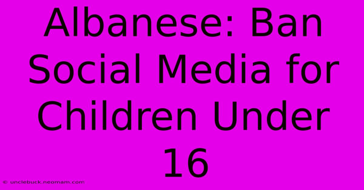 Albanese: Ban Social Media For Children Under 16