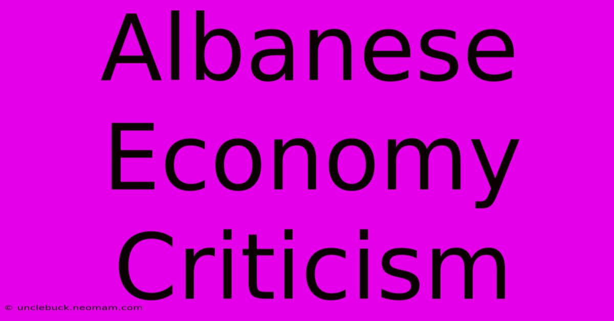 Albanese Economy Criticism