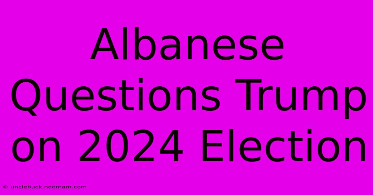 Albanese Questions Trump On 2024 Election