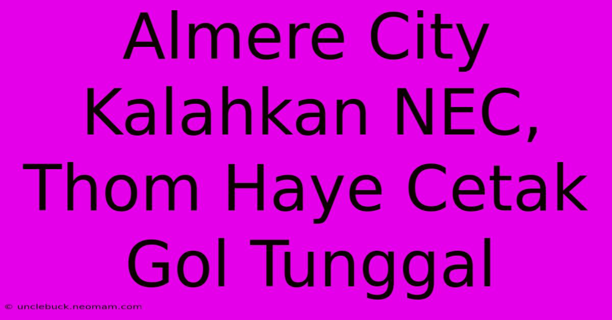 Almere City Kalahkan NEC, Thom Haye Cetak Gol Tunggal 