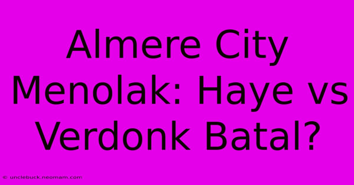 Almere City Menolak: Haye Vs Verdonk Batal?