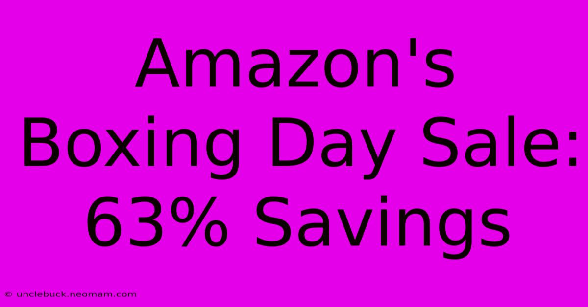 Amazon's Boxing Day Sale: 63% Savings