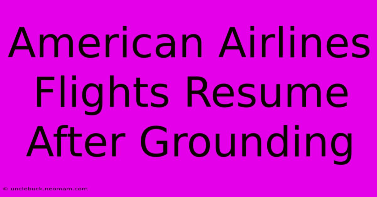 American Airlines Flights Resume After Grounding