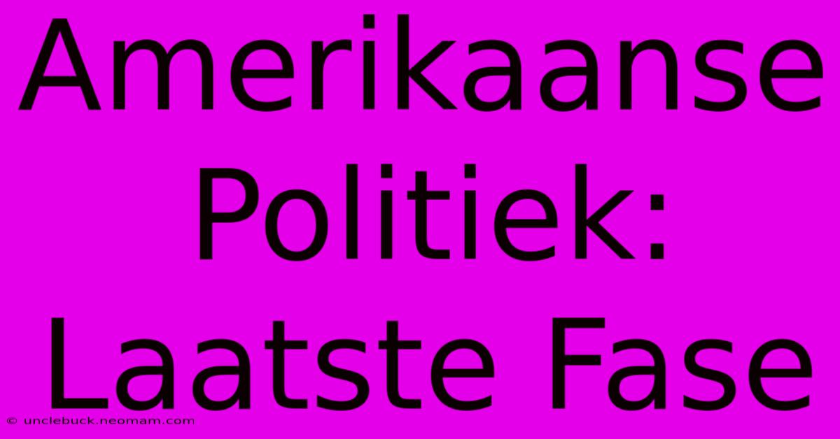 Amerikaanse Politiek: Laatste Fase 