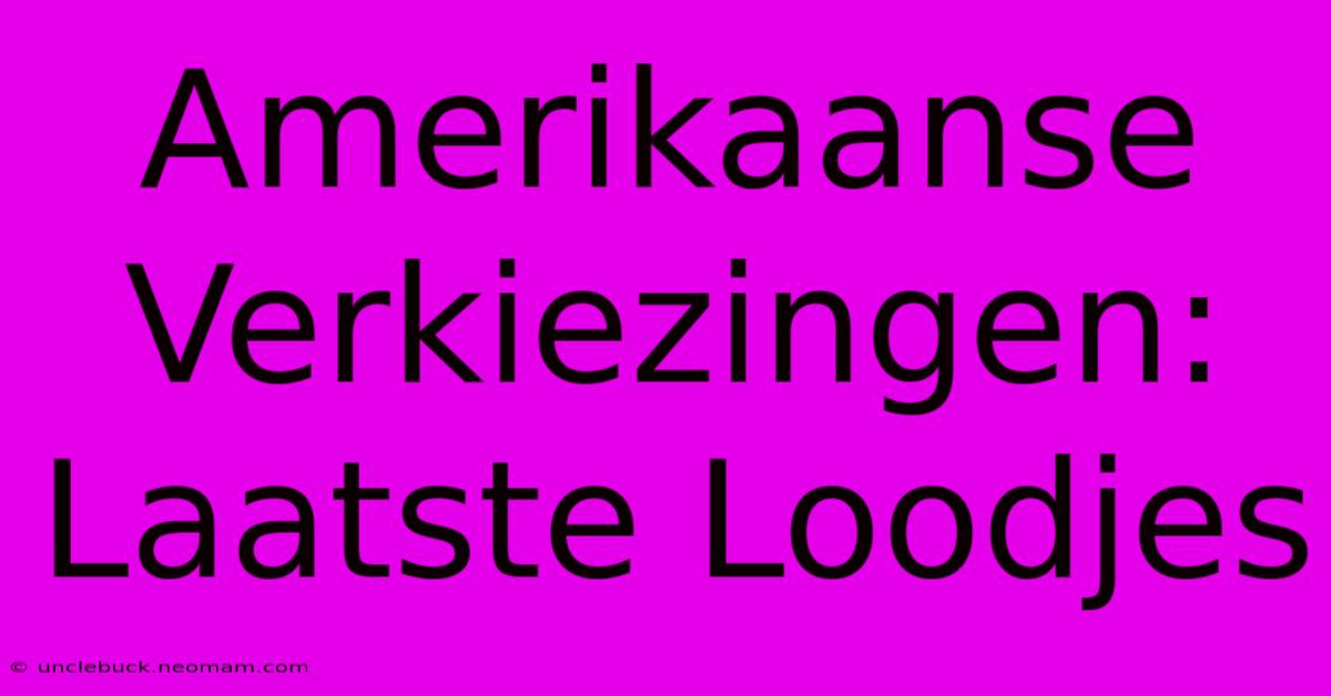 Amerikaanse Verkiezingen: Laatste Loodjes