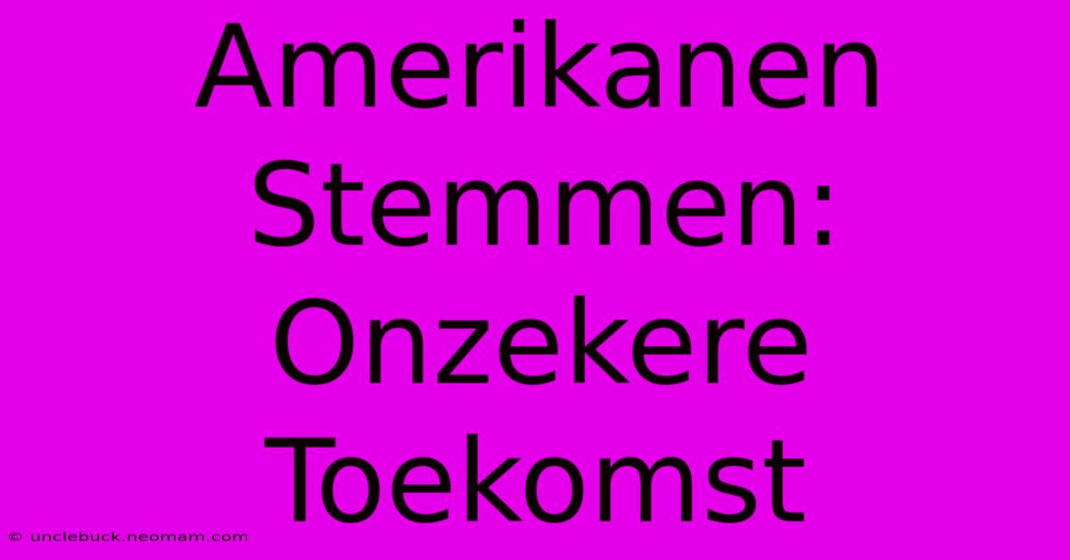 Amerikanen Stemmen: Onzekere Toekomst