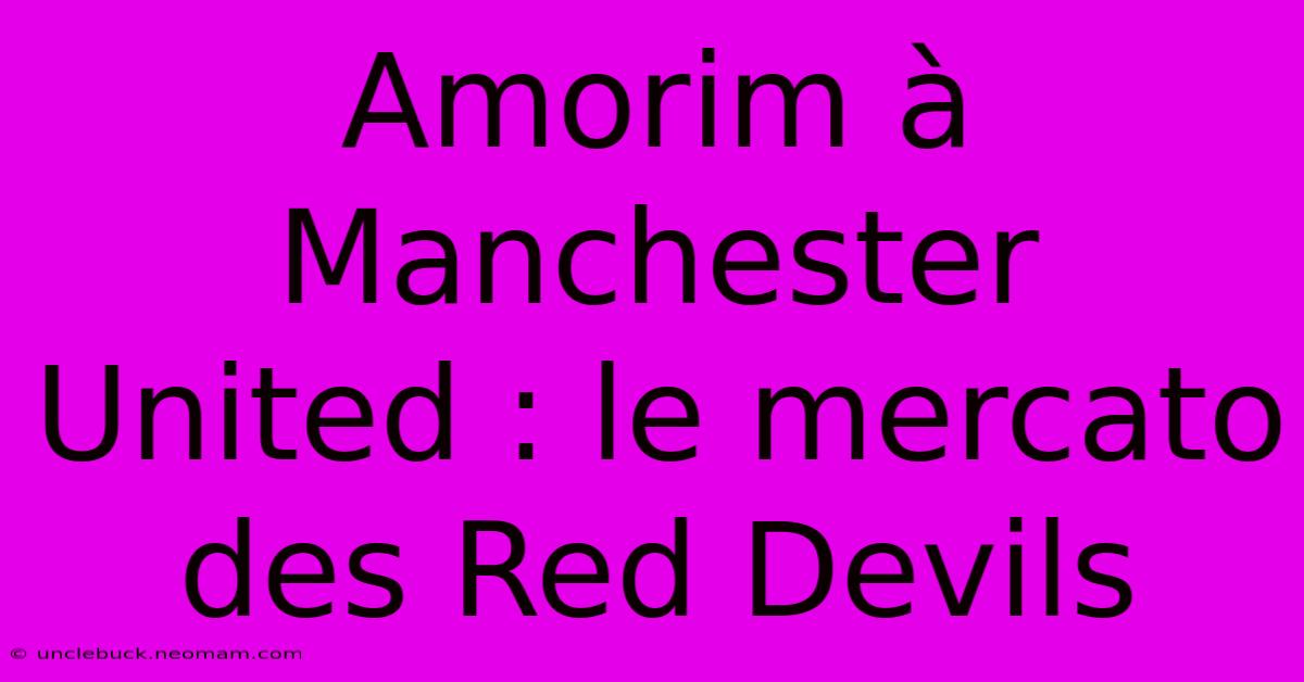 Amorim À Manchester United : Le Mercato Des Red Devils