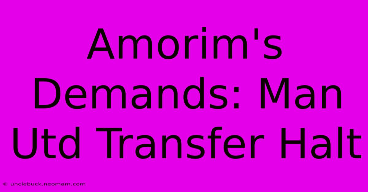 Amorim's Demands: Man Utd Transfer Halt