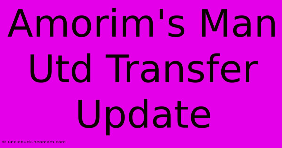 Amorim's Man Utd Transfer Update 