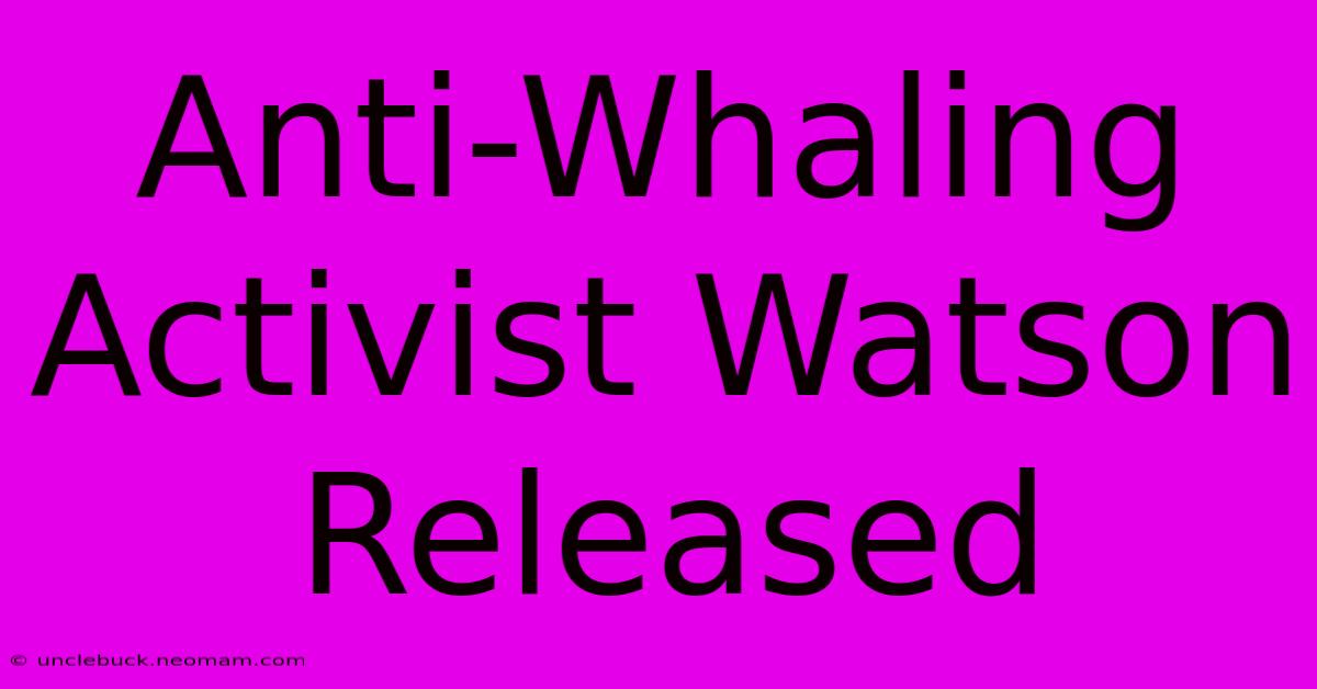 Anti-Whaling Activist Watson Released