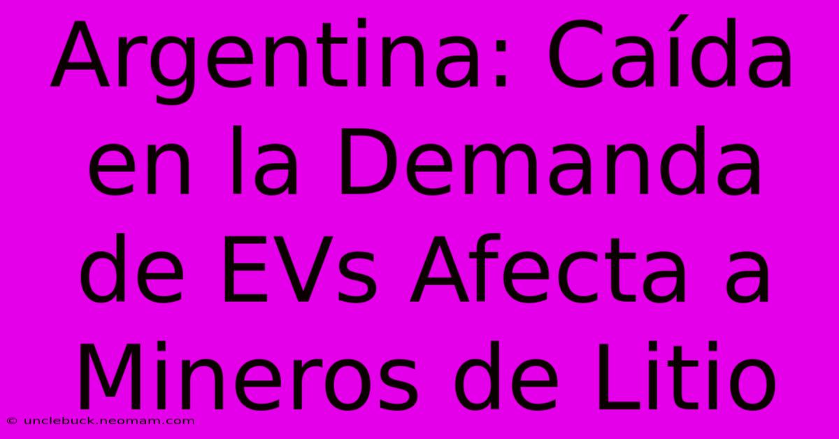 Argentina: Caída En La Demanda De EVs Afecta A Mineros De Litio