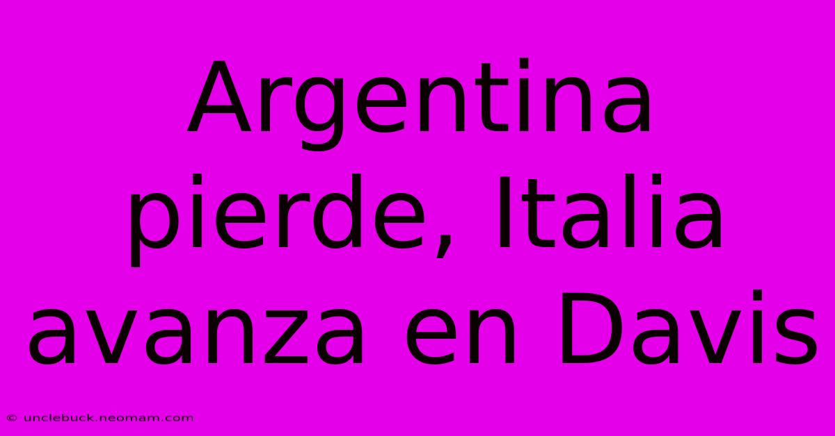 Argentina Pierde, Italia Avanza En Davis