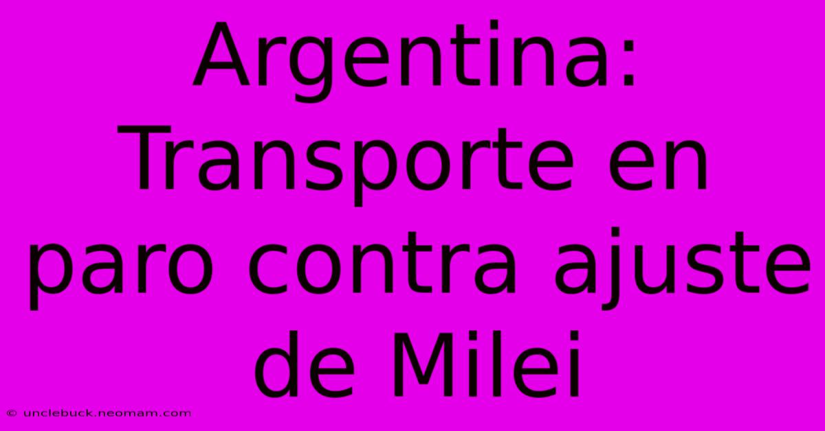 Argentina: Transporte En Paro Contra Ajuste De Milei 