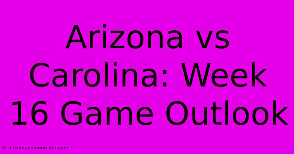 Arizona Vs Carolina: Week 16 Game Outlook