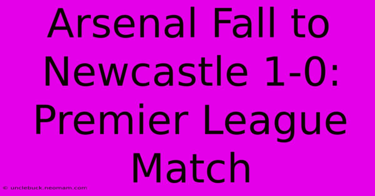 Arsenal Fall To Newcastle 1-0: Premier League Match 