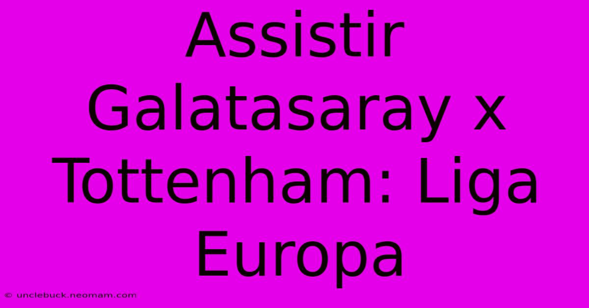 Assistir Galatasaray X Tottenham: Liga Europa