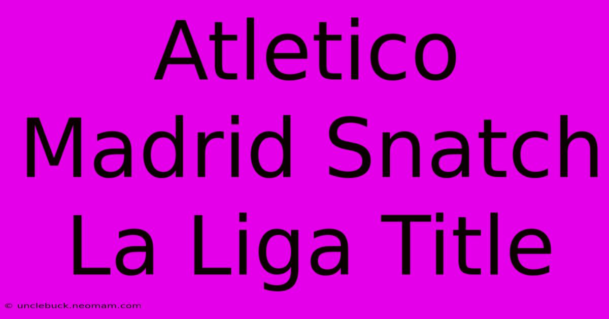 Atletico Madrid Snatch La Liga Title