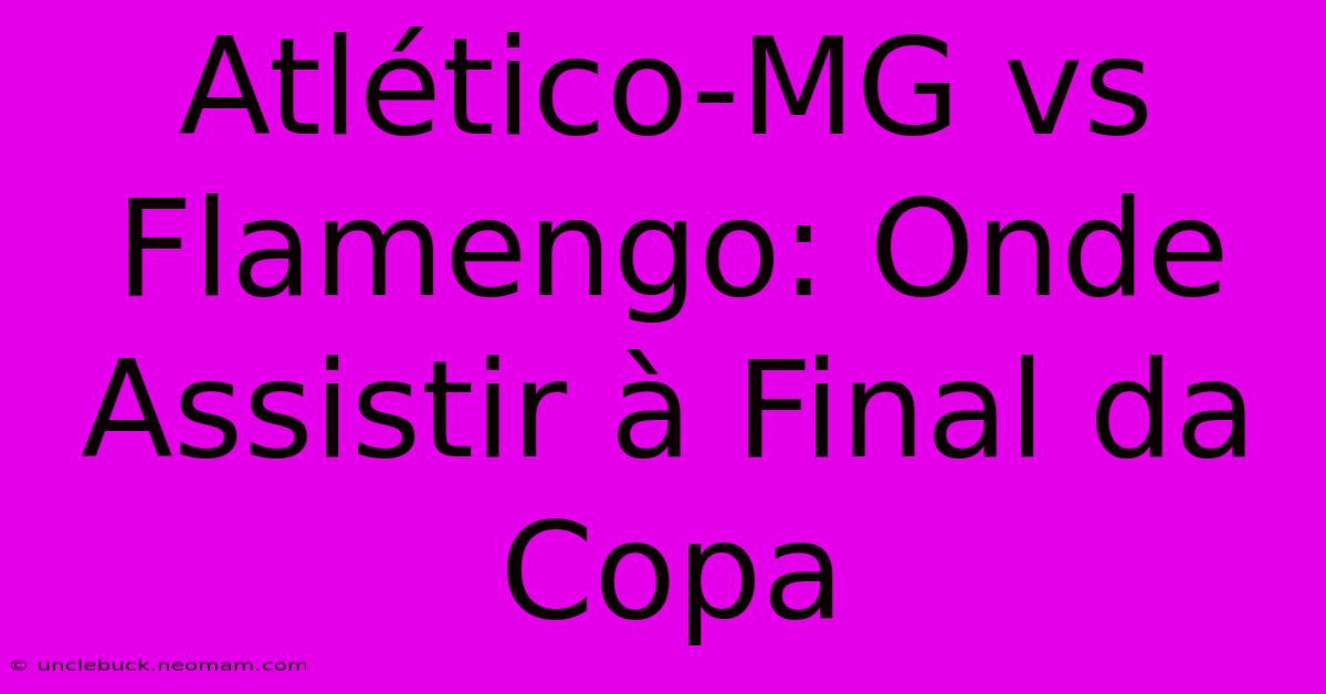 Atlético-MG Vs Flamengo: Onde Assistir À Final Da Copa