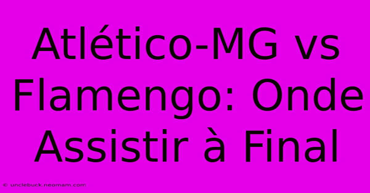 Atlético-MG Vs Flamengo: Onde Assistir À Final