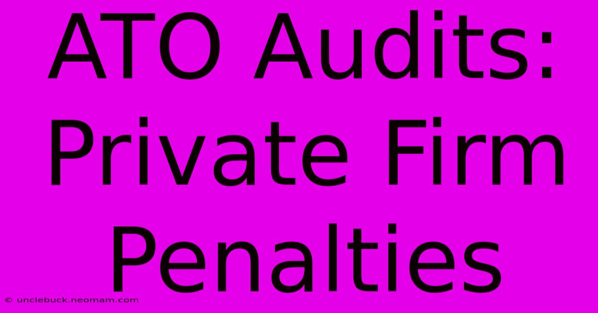 ATO Audits: Private Firm Penalties