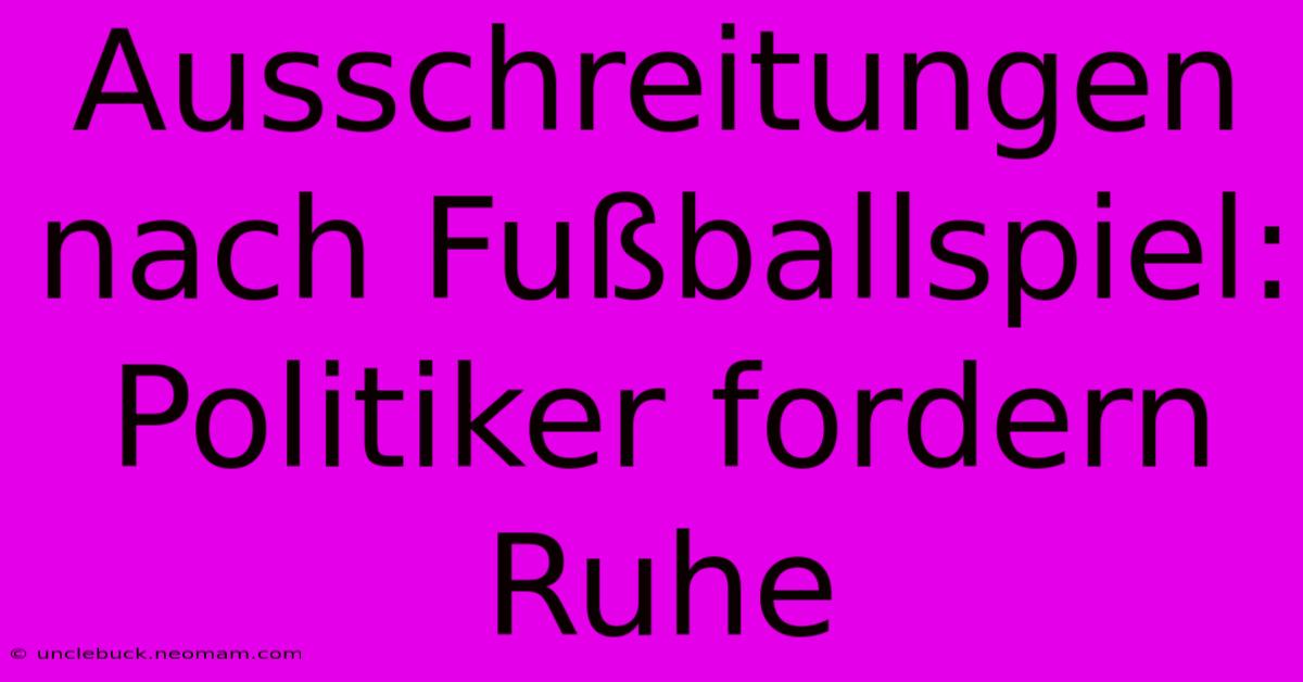 Ausschreitungen Nach Fußballspiel: Politiker Fordern Ruhe