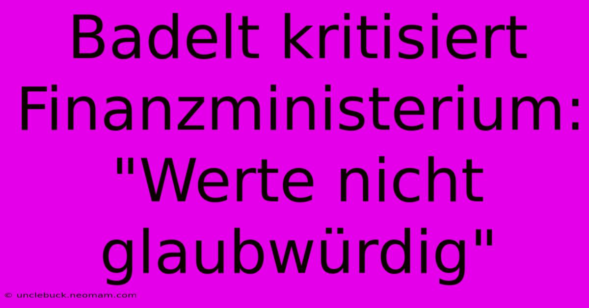 Badelt Kritisiert Finanzministerium: 