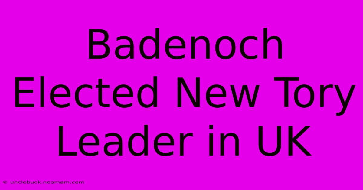 Badenoch Elected New Tory Leader In UK