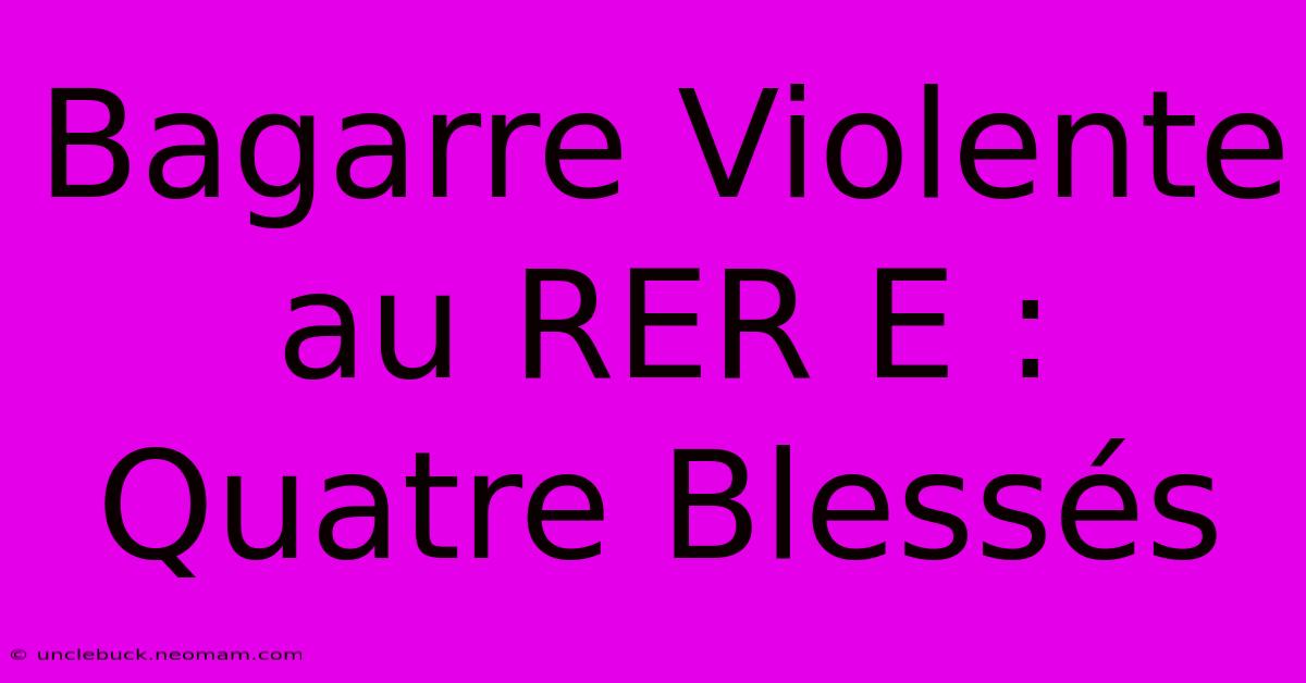 Bagarre Violente Au RER E : Quatre Blessés 