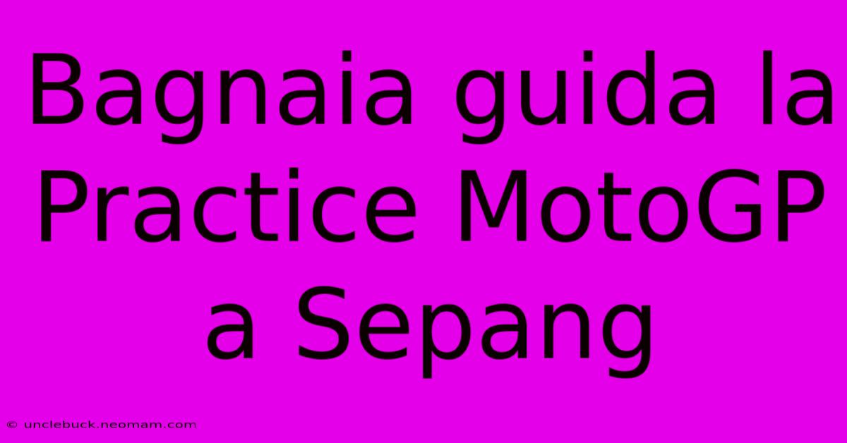 Bagnaia Guida La Practice MotoGP A Sepang