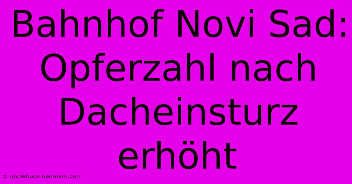 Bahnhof Novi Sad: Opferzahl Nach Dacheinsturz Erhöht