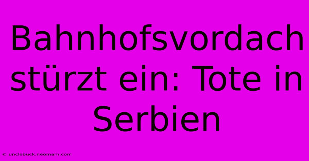 Bahnhofsvordach Stürzt Ein: Tote In Serbien