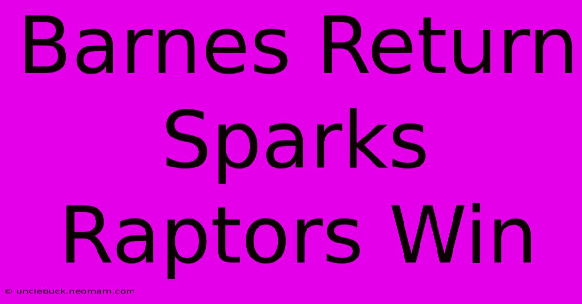 Barnes Return Sparks Raptors Win