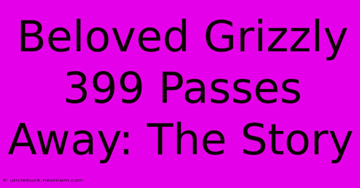 Beloved Grizzly 399 Passes Away: The Story