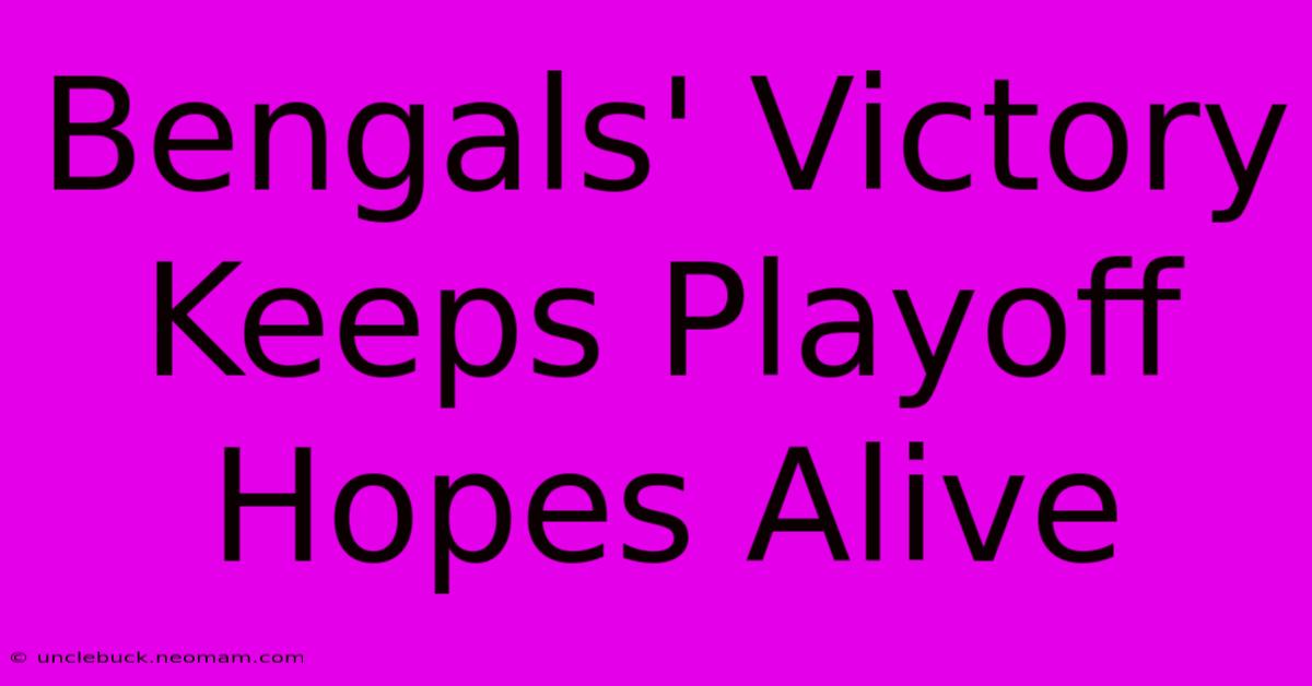 Bengals' Victory Keeps Playoff Hopes Alive