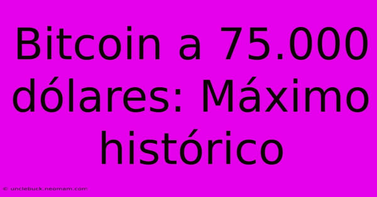 Bitcoin A 75.000 Dólares: Máximo Histórico