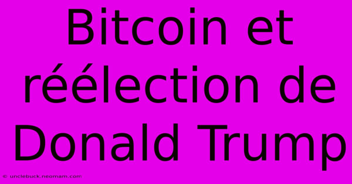 Bitcoin Et Réélection De Donald Trump