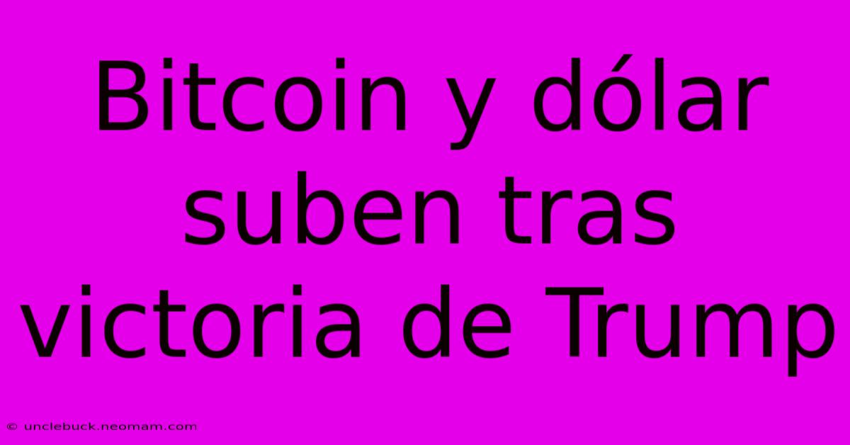 Bitcoin Y Dólar Suben Tras Victoria De Trump 