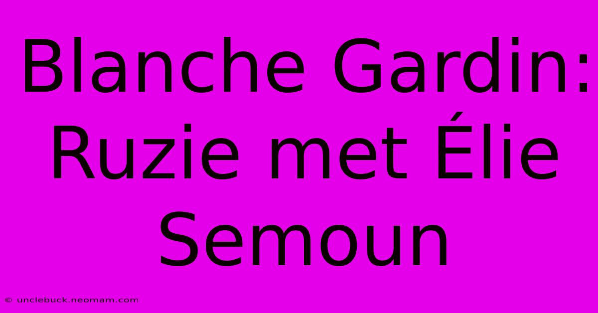 Blanche Gardin: Ruzie Met Élie Semoun